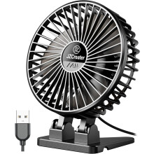 Ventilatore da scrivania USB, mini portatile, 3 velocità - Ventilatore personale silenzioso per casa, ufficio, viaggi, camera da letto, nero intenso