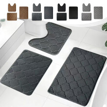Ensemble de 3 tapis de sol de salle de bain en flanelle, absorbants et doux, antidérapants, en forme de U, pour la décoration intérieure, gris