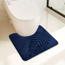 Tapis de bain à motif de feuilles vertes, tapis de toilette en forme de U, tapis de douche épais et absorbant, motif en relief – Compatible avec