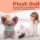 Peluche chat rose pastel et bleu 1