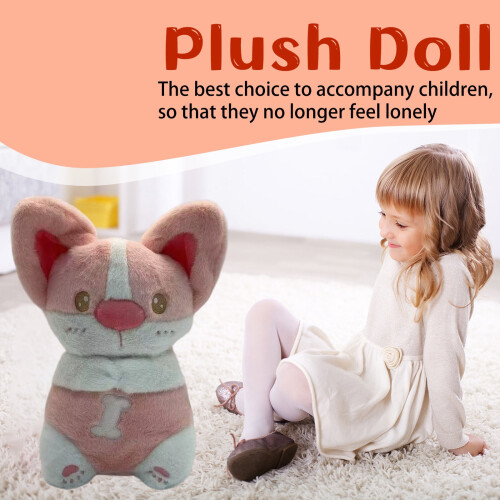 Peluche chat rose pastel et bleu