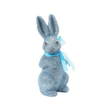 Figurine de lapin de Pâques bleu pailleté – Ornement lapin en mousse colorée avec nœud, décoration printanière pour la maison, compatible