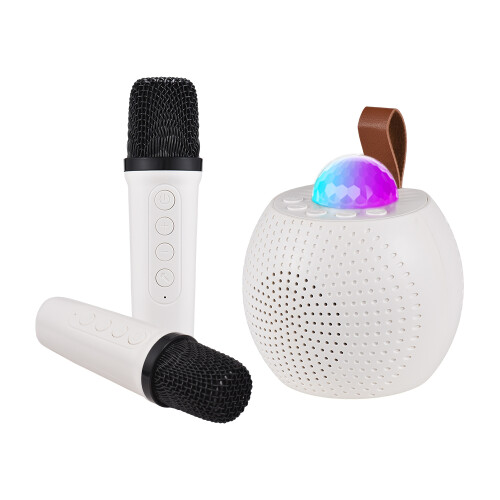 Mini altoparlante karaoke con 2 microfoni, 1200 mAh, 10,5 cm 2