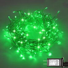 Cordão de luzes externas verdes com 300 LEDs, à prova d'água, 33 metros, 8 modos, compatível com YANTONs, para o Dia de São Patrício, Natal e