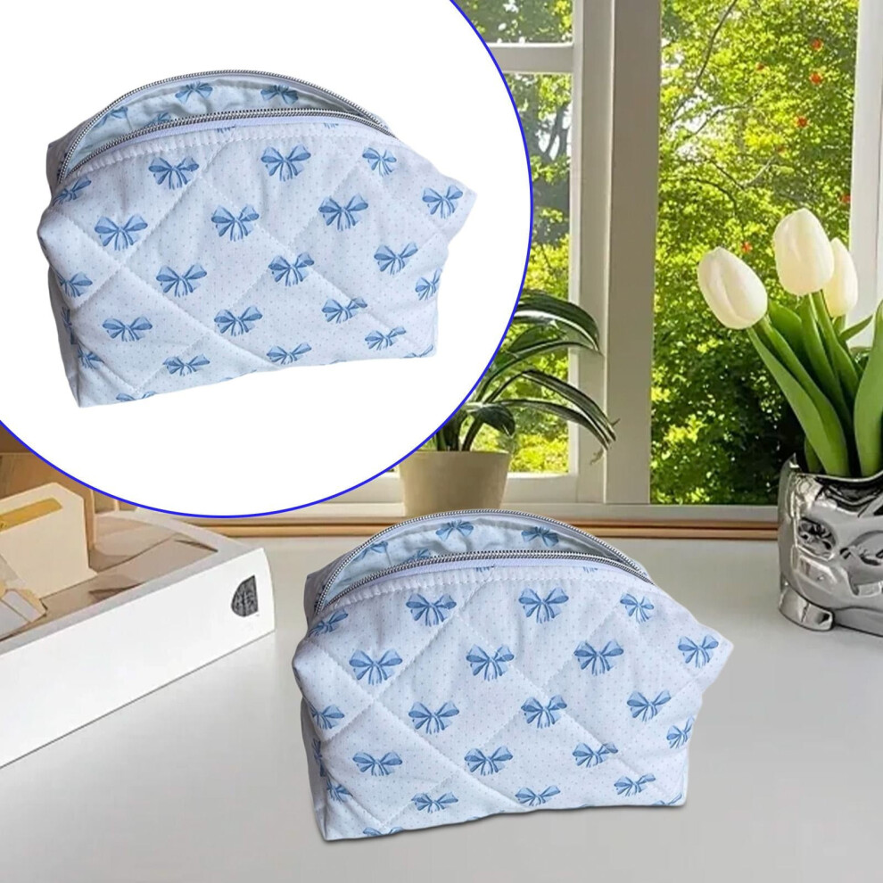 Home Textile Storage,Makeup Toiletry Organizer Bag Zipper Closure Large Capacity Bow Knot Print Multifunctional Toiletry Organizer Storage Bag