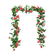 Guirlande de fleurs roses de 2,3 m avec 32 glycines artificielles – Décoration florale printanière pour mariage, anniversaire, fête, mur et