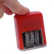 Self-Inking English Date Stamp, Mini Wheel Seal for DIY School/Office (Ink Not Included) - Red