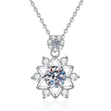 Moissanit din argint 925 cu fulgi de zăpadă, design romantic în formă de stele, moissanit strălucitor de 1 carat, cadoul perfect de Crăciun