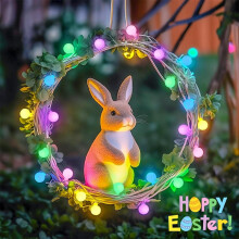 Cordão de luzes LED fosco e colorido para a Páscoa, 6 m/10 m, para uso interno/externo, econômico, decoração de primavera multicolorida