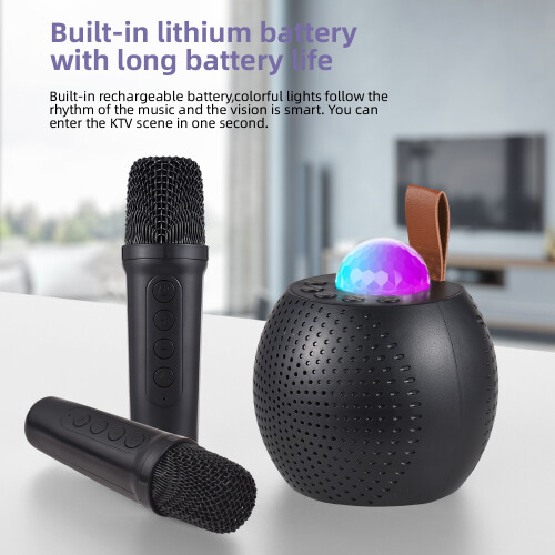 Mini enceinte 2 micros 1200mAh 10.5x10.5cm noir 1