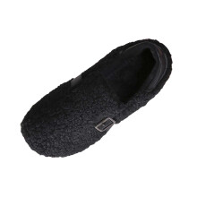 Pantoufles d'intérieur/extérieur pour femmes, mocassins confortables à talon plat, noirs, pointure 8,5 – Adaptés à l'hiver et à l'automne