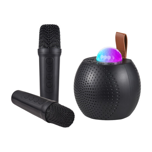 Mini enceinte 2 micros 1200mAh 10.5x10.5cm noir 2