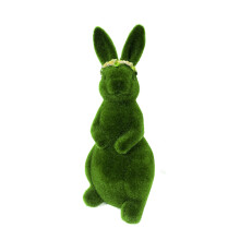 Figurine de lapin de Pâques en mousse de 25 cm – Sculpture de lapin vert floqué pour la décoration du jardin, de la table et de la maison,