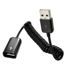 Cabo de extensão espiralado USB 2.0 macho para fêmea de alta velocidade para carregamento e transmissão de dados.
