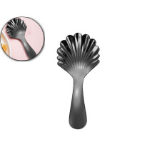 Schelpvormige lepel van roestvrij staal met korte steel, soeplepel van 9,7 cm, gekartelde suikerlepel voor specerijen, desserts, thee en koffie.