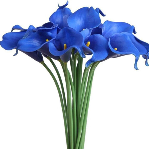 Blue Calla Lily Artificial Bouquet – 12 pcs, 35 cm