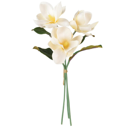 3 Realistic PU Magnolia Flowers – White, Light Blue,