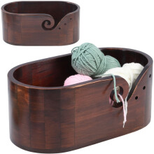 Schalenhalter aus Holz und Garn, oval, Kokosnussbraun, 1 Stück