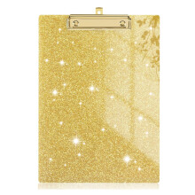 Glitter A4 Clipboard Plastic Acrylic Gold Clip Yellow