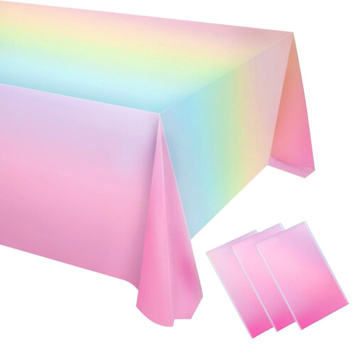 Pastellfarbene Regenbogen-Tischdecken, 3er-Pack, 54 x 108 Zoll
