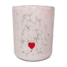 Valentine's Heart Juice Glass 14 oz White Reusable