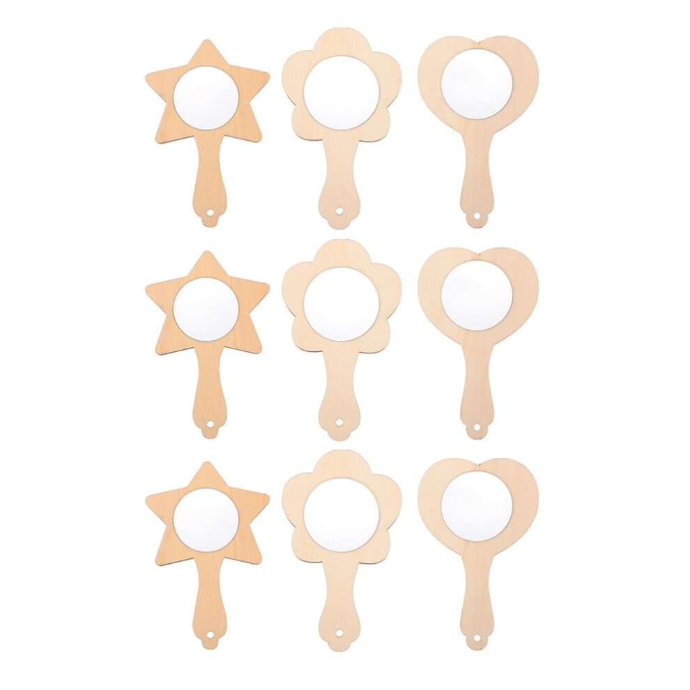 Wooden handheld mirrors for kids 9-piece set