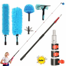 Kit de nettoyage télescopique de 7,3 m avec 5 têtes de brosse
