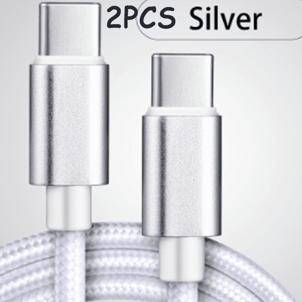 2Pcs Usb Cable Super Fast Charging Android Charger Cable,Nylon Braided Usb C To Type C Micro Usb Cable,,3Ft White 9425574031778