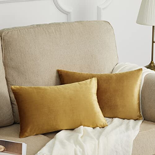 Goldene Samtkissenbezüge, 61 x 61 cm, 2er-Pack