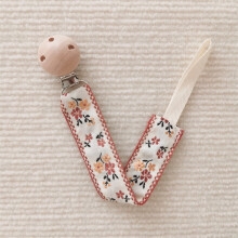 Geborduurde speenketting voor baby's, bijtring, klein speeltje, anti-valketting, speenclip van beukenhout met koord.