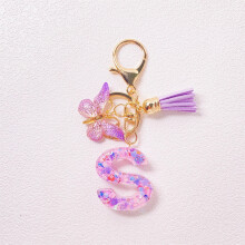 Portachiavi personalizzato con iniziale, portachiavi personalizzati con lettere in resina per donna, grazioso accessorio portachiavi con nappina per