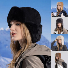 Trappermütze, warme Trooper-Mütze, Winter-Skimütze, winddicht, für Damen und Herren, Schwarz, Einheitsgröße