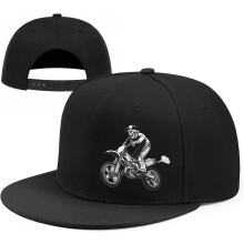 Casquette de baseball ajustable pour homme, style motocross/dirt bike, casquette squelette de motard, visière plate noire.