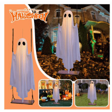Décoration fantôme suspendue de 1,5 m avec lumières télécommandées et drap amélioré – Décoration extérieure pour fête d'Halloween,