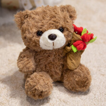 3er-Set Plüschteddybären mit Rose, weiche Plüschtiere, Geschenkidee für Freundin, Partnerin, Mutter, Kinder, Dekoration für Zuhause