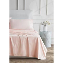 Ensemble de draps en percale de coton, taille double, 4 pièces, couleur blush
