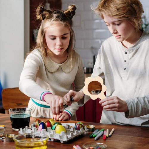 Miroirs de poche en bois pour enfants, ensemble de 9 pièces 2