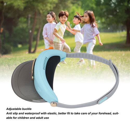 Kids Rechargeable Bladeless USB Fan Hat, 3 Speeds, Blue 2