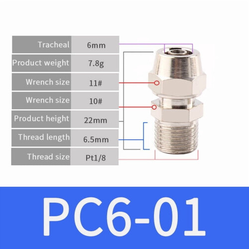 Raccords pneumatiques PC4-M5, connecteurs rapides, lot de 3 1