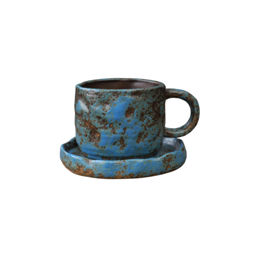 Keramik-Trinkbecher mit ergonomischem Griff,-blauer Fleck