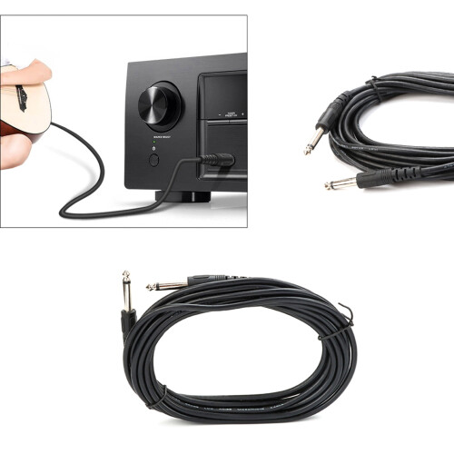 Gitarrkabel 5 meter 6,30 mm till 6,30 mm TRS stereogitarrkabel för studiomonitor, elgitarr, keyboard, mixer 1