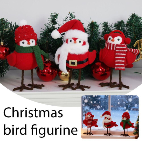 Red Cardinal Bird Figurines 3PCS Christmas Decor 1