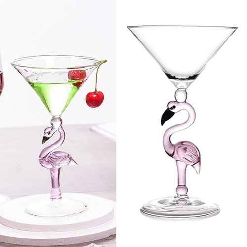Κρυστάλλινο ποτήρι σαμπάνιας Pink Flamingo, ποτήρι κοκτέιλ Martini για πάρτι, γάμους, 2