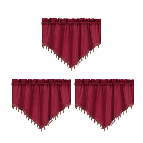 Curtains Short Solid Color Curtains, Triangular Curtains for Household, Small Window, Through Rod Curtains for Kitchen, Bathroom, Cabin 1