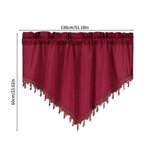 Curtains Short Solid Color Curtains, Triangular Curtains for Household, Small Window, Through Rod Curtains for Kitchen, Bathroom, Cabin 2