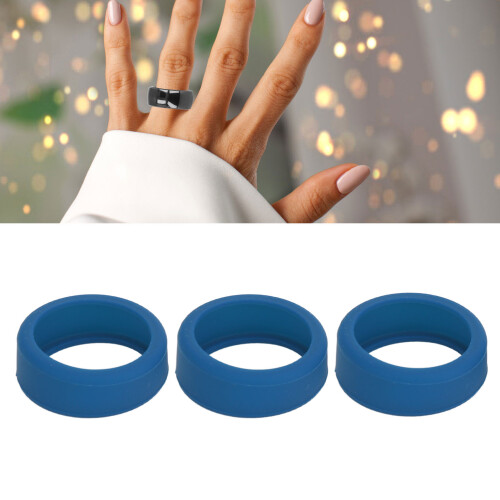 3PCS Dark Blue Silicone Ring Covers for Smart Ring, Size 6-10