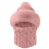 Conjunto feminino de gorro e cachecol de tricô rosa, à prova de vento e quente. 2