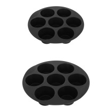 2Pcs Air Fryer Silicone Baking Mold 7 Holes Muffin Cake Cups Black