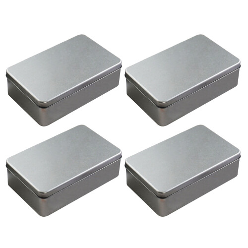 4Pcs Portable Tinplate Candy Boxes Silver Food Storage Organizer