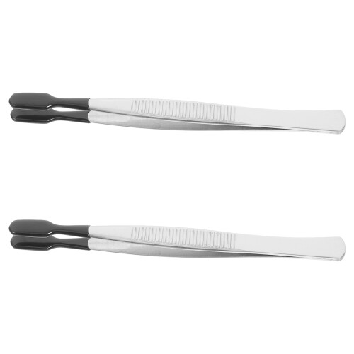 6Pcs Long Silver Tweezers with Soft Silicone Tips for Multi-Use 2